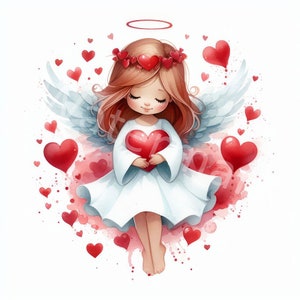 Valentijnsdag engel clipart, 12 jpg, digitale download, engel liefde, junk journal, planners, plakboeken, geheugenboek, digitale papierkunst