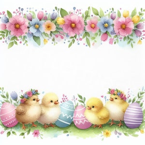 Easter Borders Watercolor Clipart, 11 JPG, Digital Download, Easter Frames clipart,Card Making, Junk Journal, Digital Paper Crafts, Wall Art
