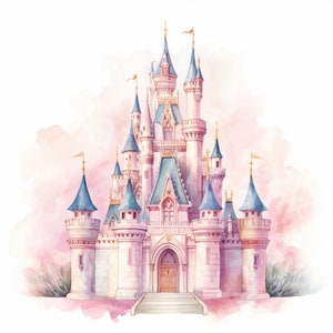Imágenes prediseñadas de castillo rosa, 12 jpg, descarga digital, álbumes de recortes, imágenes prediseñadas de castillo de princesa, imágenes prediseñadas de pared, creación de tarjetas, diario basura, planificador digital