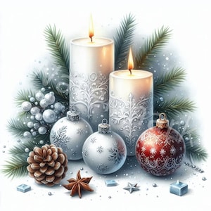 Weihnachtskerzen Clipart, 12 JPG, digitaler Download, Weihnachtsschmuck, Scrapbook, digitale Papiermodelle, Junk Journal, Kartenherstellung, Aufkleber