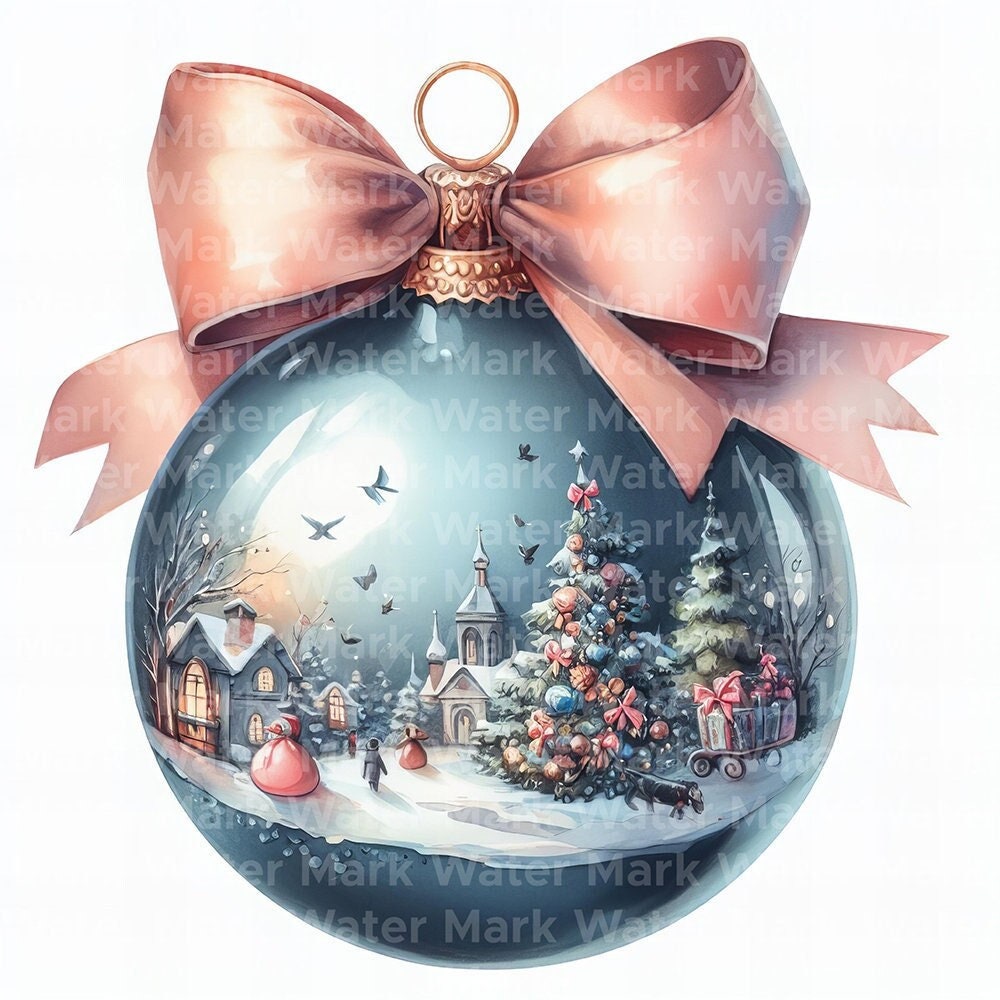 Christmas Tree Baubles Clipart, 12 JPG, Watercolor Clipart, Card Making Clipart, Christmas Decorations Clipart, Digital Download, Commercial