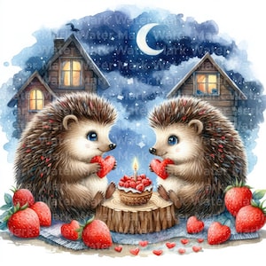 Clipart hérisson Saint-Valentin, 12 JPG, téléchargement numérique, albums de coupures, journal indésirable, couple hérisson, créations numériques en papier, agendas numériques