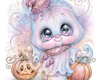 Watercolor Halloween Baby Ghost Clipart Digital Download For Invitations Scrapbooking Cards Decorations Crafts 12JPG