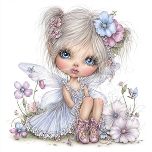 Magische Fantasy Fee Mädchen Clipart Pastell Digital 12 JPG für Scrapbooking Karten Papierhandwerk Kinderzimmer Wand Kunst druckbare Datei Download
