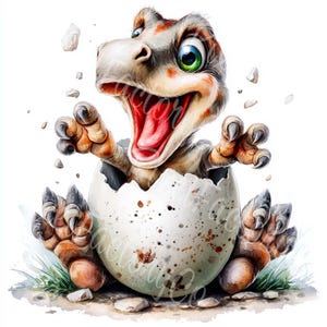 Joli bébé dinosaure Clipart JPG en téléchargement numérique Art drôle de dinosaure pour enfants Party Decor Scrapbooking impression projets Clip Art fichier autocollants cartes
