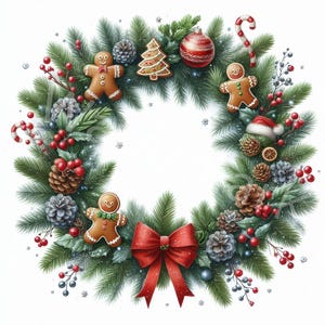 Clipart ghirlanda di Natale, 12 JPG, download digitale, decorazione natalizia, album di ritagli, artigianato di carta, diario di scarto, creazione di biglietti, inviti