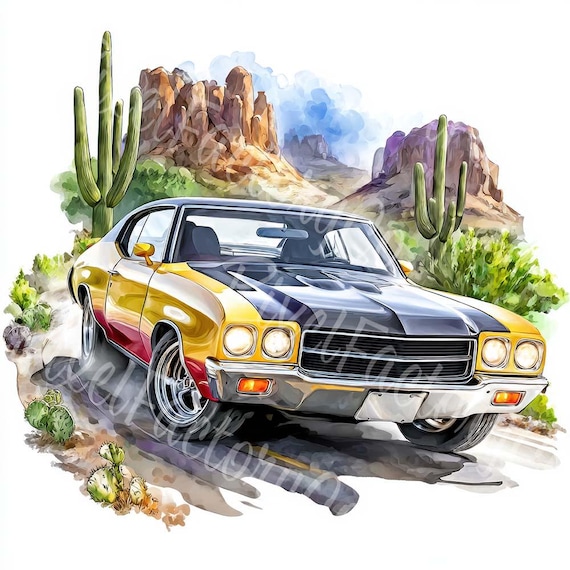 Vintage Muscle Car Clipart: Retro Vehicle Art, Scrapbooking