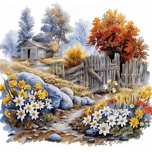 Aquarelle fleurs printanières Clipart téléchargement numérique tulipe Crocus Village plantes papier numérique artisanat carte Invitations Junk Journal 9 JPG