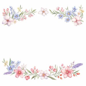 Rahmen Borte Frühling Blumen Clipart 12 JPG Dekorative Motive Digitaler Download Digitale Papier Handwerk Karte machen Wand Clipart Kommerzielle Nutzung