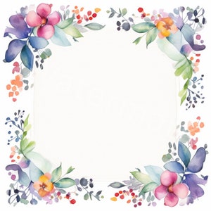 Clipart de marco de flores de acuarela, 11 JPG, descarga digital, manualidades de papel digital, clipart de borde de marco, clipart para hacer tarjetas, creación de invitaciones