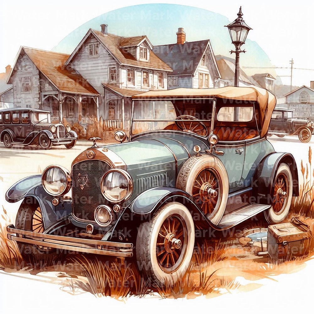 Watercolor Vintage Car Clipart: Classic Car Art (digital Download) - Etsy