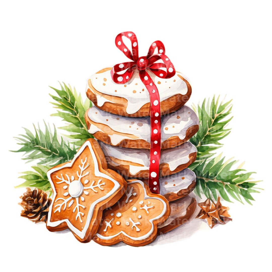 Weihnachten Lebkuchen Clipart, 12 JPG, Aquarell Clipart, Weihnachten