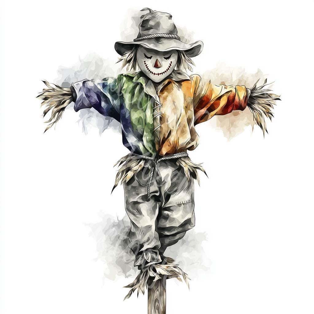 Fall Scarecrow Clipart: Autumn Harvest Art (digital JPG Download ...