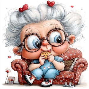 Funny Grandma Clipart 12 JPG Quirky Old Lady Women Graphics Funny Illustrations Junk Journal Digital Paper Crafts, Stickers Digital Download