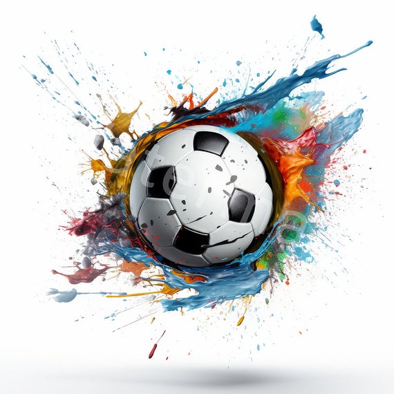 水彩画のサッカークリップアート：スポーツイラスト（デジタル