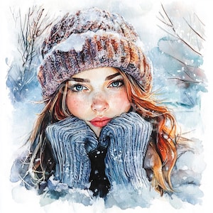Ragazza invernale Clipart 12 JPG, Download digitale, Clipart Donna, Persone, Ragazza di Natale, Diario spazzatura, Carta artigianale, Album di ritagli, Creazione di biglietti