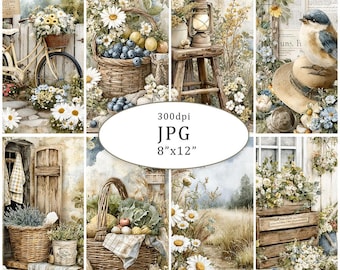 Vintage Sunny Cottage Garden Papers Digital Download For Junk Journals Scrapbooking Collection Printable 20JPG