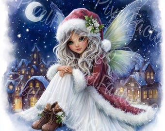 Christmas Fairy Clipart, Winter Girl JPG Files (Digital Download)
