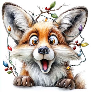 Crazy Fox Clipart Funny Cartoon JPG Woodland Animal Art Digital Download For Stickers Scrapbooking Journaling Greeting Cards Digital Craft