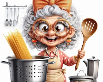 Funny Grandma Cooking Clipart: Women Graphics for Junk Journals (digital  Download) - Etsy