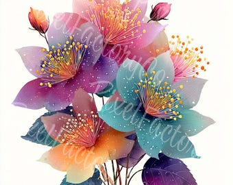 Abstract Floral Clipart Junk Journal Scrapbooking Cards Digital Download Printable Bundle Art 12 JPG