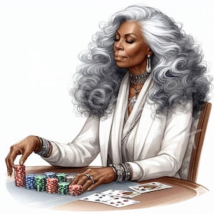 Imágenes prediseñadas de ancianas negras elegantes, 12 imágenes prediseñadas de personas en formato JPG, abuela jugando al póquer, imágenes prediseñadas de mujeres, diario basura, manualidades de papel, descarga digital
