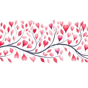Valentines Day Borders Watercolor Clipart, 12 JPG, Digital Download, Heart Borders, Card Making,Junk Journal, Digital Paper Crafts, Wall art