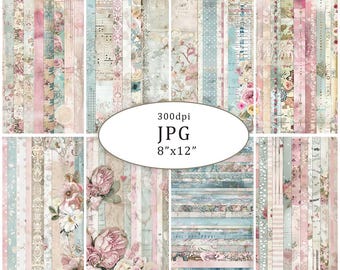 Pink Floral Background Papers Digital Download For Junk Journals Scrapbooking Printable Collection 20 JPG