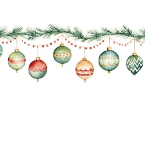 Watercolor Christmas Borders Clipart: Garland Designs (Digital Download) image 3
