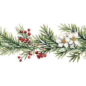 Weihnachten Ränder Aquarell Clipart, 13 JPG, digitales Papierhandwerk, Mistelzweig Clipart, Clipart zur Kartenherstellung, digitaler Download, Grafiken