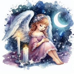 Clipart de ángeles, 12 JPG, clipart de acuarela, descarga digital, arte de pared, creación de tarjetas, diario basura, scrapbooking digital, manualidades con papel digital