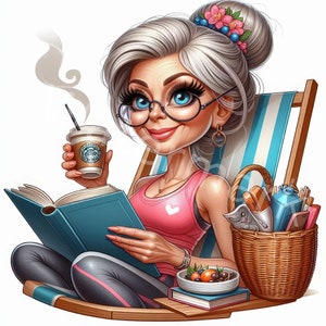 Lustige alte Damen Clipart, 12 Jpg, Menschen Clipart, moderne Oma Clipart, Frauen Clipart, Junk Journal, digitales Papierhandwerk, digitaler Download