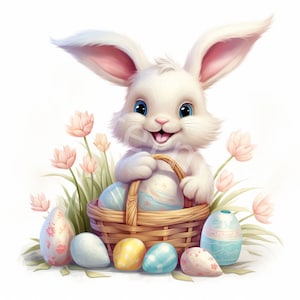 Easter Bunny Clipart, 12 JPG, Digital Download, Scrapbooks,Junk Journal, Digital Planners, Memory Books,Digital Paper Crafts, Commercial Use