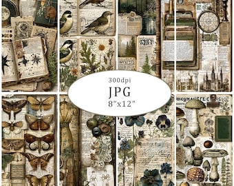 Vintage Botanical Junk Journal Pages Digital Download Ephemera Papers For Scrapbooking Crafts Printing 20JPG