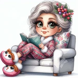 Clipart Noël vieille dame drôle, 12 JPG, femme âgée, Clipart personnes, graphiques femmes, journal indésirable, créations numériques en papier, téléchargement numérique