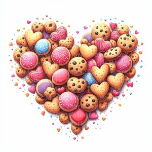 Clipart de coração do dia dos namorados, 12 JPG, download digital, corações de biscoito, coração aquarela, artesanato em papel digital, lixo eletrônico, uso comercial