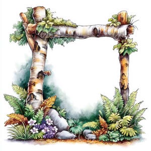 Bosrand Clipart JPG Bos Frame Clipart Voor Scrapbooking Journaling Kaarten Maken Digitale Kunst Afdrukbare Natuur Bladeren Decoratie