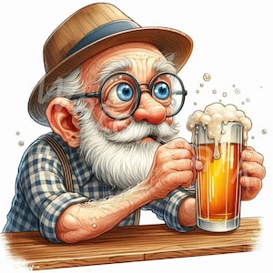 Drôle de vieillard avec des cliparts de bière, 12JPG, téléchargement numérique, graphiques de personnes, clipart grand-père, journal indésirable, créations en papier, livre de souvenirs, albums de coupures