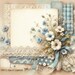 Blue Floral Calico Paper: Vintage Scrapbook Clipart (digital Download ...