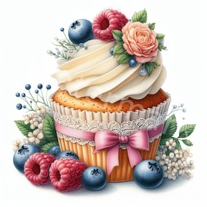 Clipart de cupcakes de frutas, 12 jpg, download digital, clipart em aquarela, álbuns de recortes digitais, artesanato em papel digital, criação de cartões, diário de lixo eletrônico
