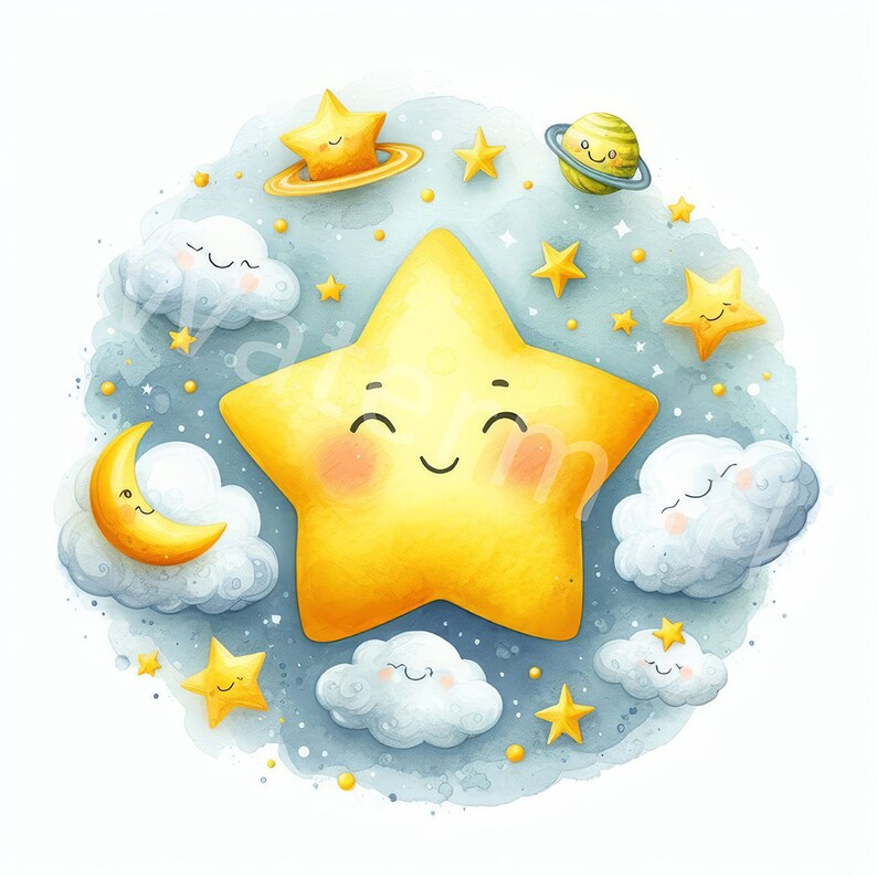 Little Star Clipart, 11 JPG, Digital Download, Cloud Clipart,scrapbooks ...
