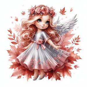 Imágenes prediseñadas de ángeles de otoño, 11 imágenes en formato JPG para descargar en formato digital, ilustraciones para niños, gráficos de ángeles, arte de pared, fabricación de tarjetas, diario basura, álbumes de recortes, manualidades con papel
