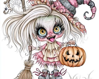Spooky Halloween Witch Clipart Gothic Characters Digital Download Junk Journal Scrapbook Crafts
