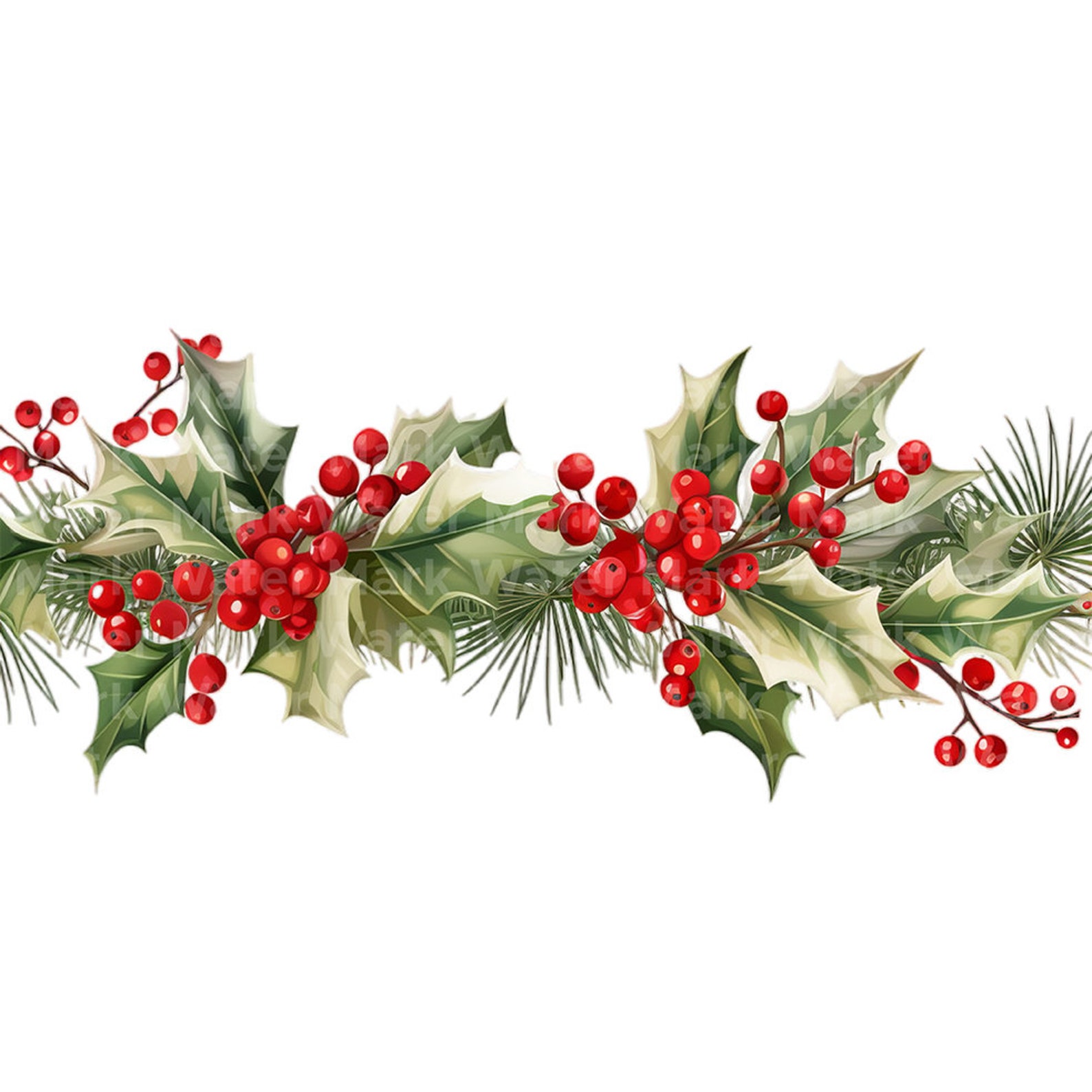 Christmas Borders Watercolor Clipart, 13 JPG, Digital Paper Craft