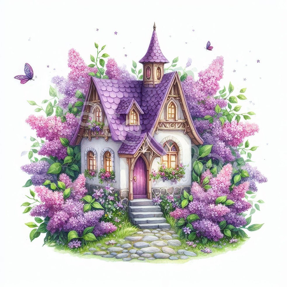 Watercolor Fairy House Clipart: Cottagecore Printable (digital Download ...