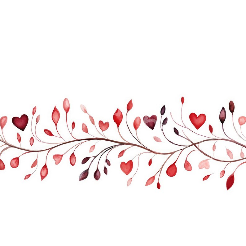 Watercolor Valentine's Day Heart Borders Clipart (digital Download) - Etsy