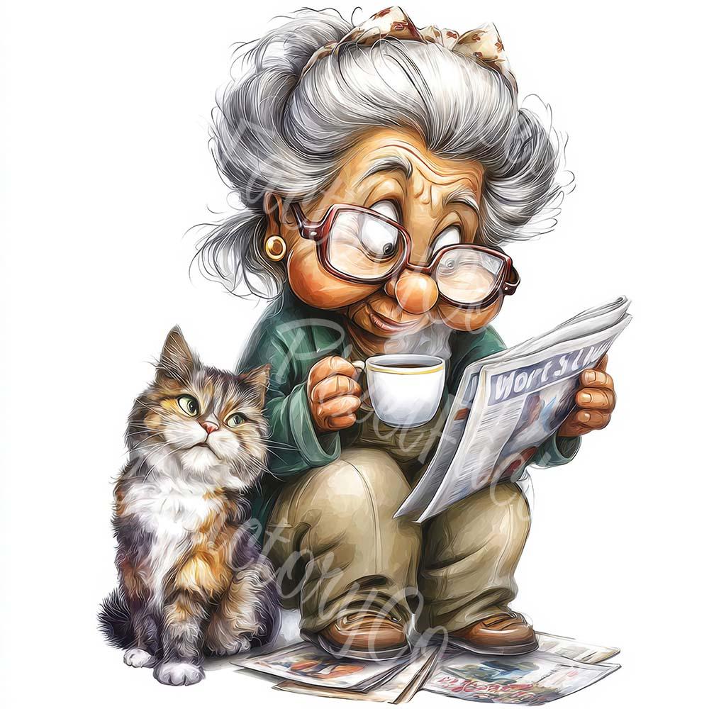 面白いおばあちゃんのクリップアートバンドル：気まぐれな JPG 画像