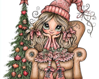 Christmas Girl Clipart Whimsical Winter Holiday Illustrations Digital Download Journals Scrapbook Crafts 12 JPG