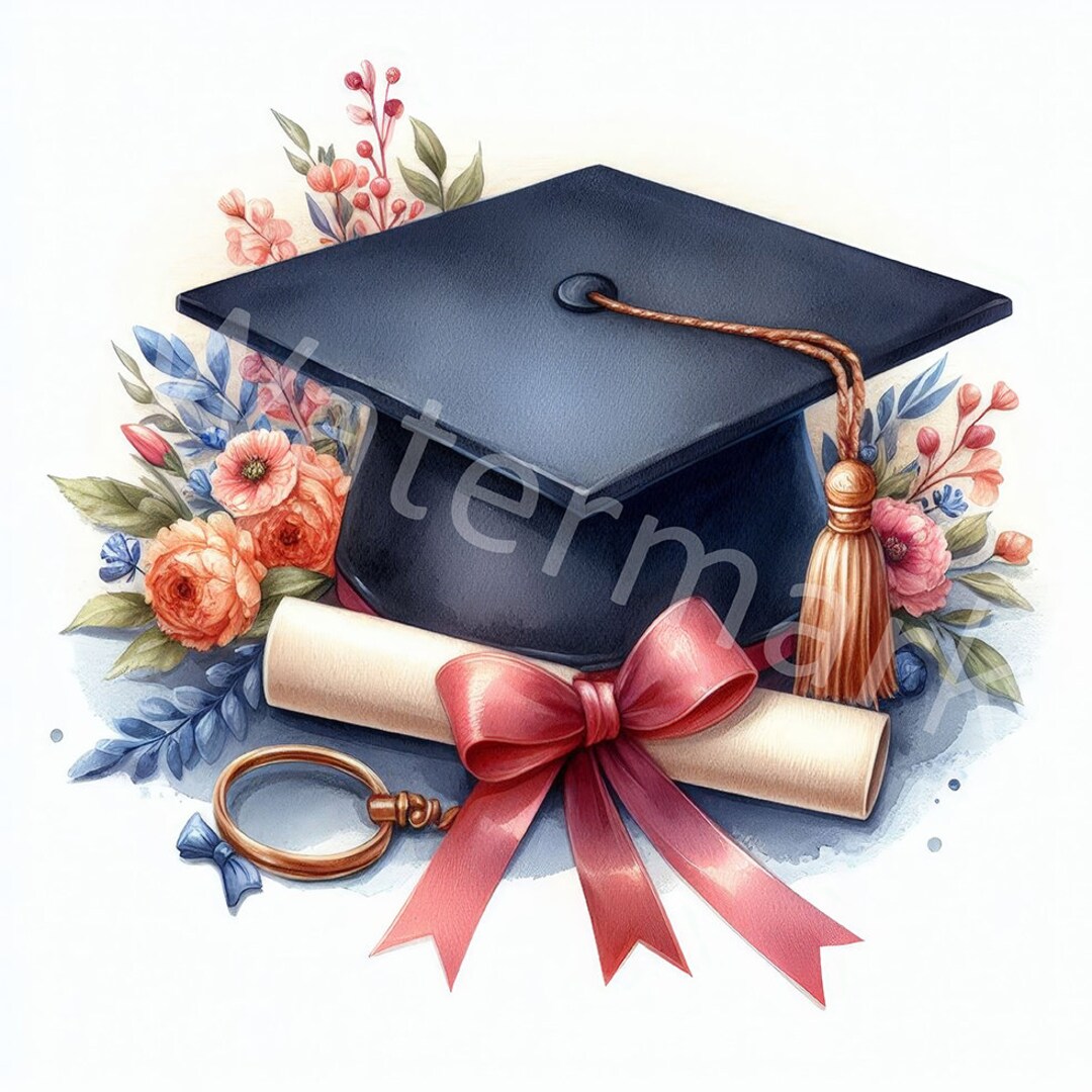 Graduation Clipart 12 JPG Digital Download Graduation Diploma Biretta ...