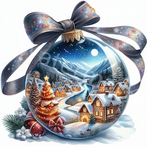 Red Cardinals in Snow Forest Christmas Ball Ornament Bauble Made in Ukraine 4 e